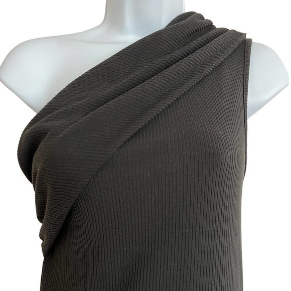 House of Harlow 1960 One Shoulder Body Con Stretch Black Ribbed N/S - Picture 4 of 11